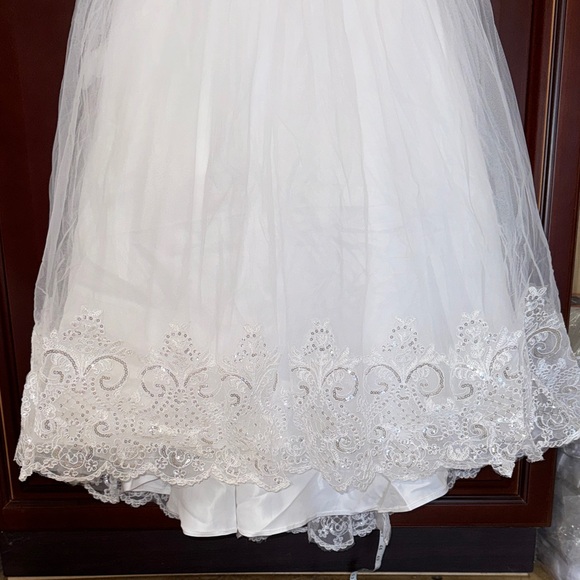 Elegant White Sleeveless Kids Dress wedding communion church dress size 7 tulle - Picture 3 of 10
